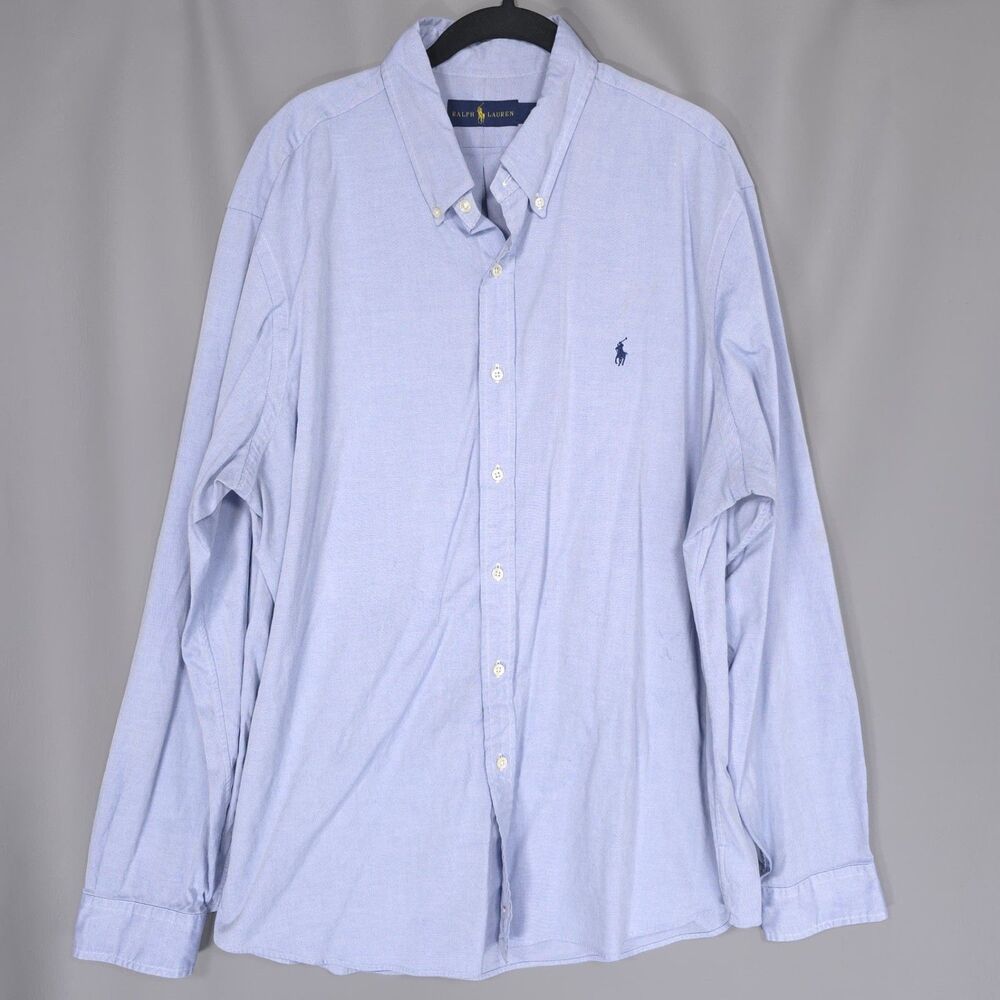 RALPH‎ LAUREN Classic Fit Button Down Shirt Blue Long Sleeve 100% Cotton XXL